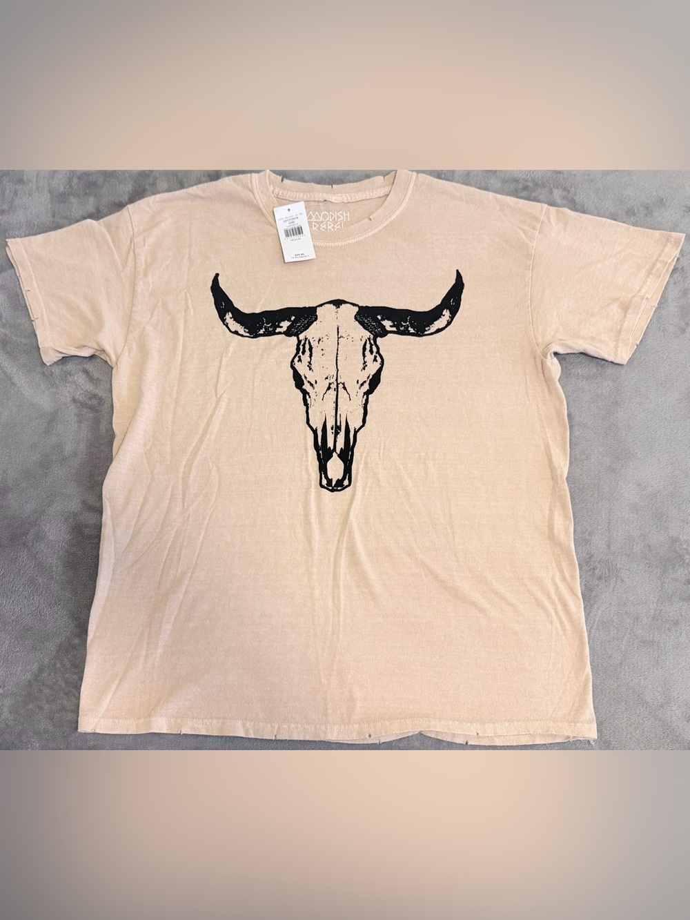 Modish Rebel - Toasted Almond - Bull Skull Short Sleeve T-shirt - Medium- NWT